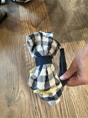 Matilda Jane Black and White Check Bow Headband with Yellow Accent